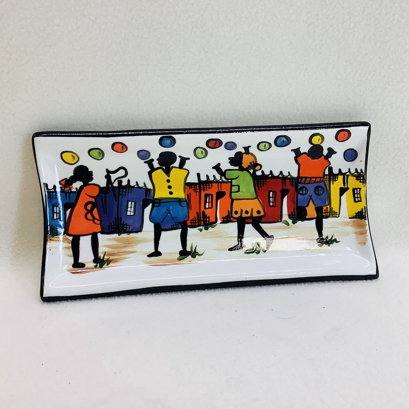 Hand Painted Ceramic Dish From Inshiba South Africa Township Collection - RS5513
