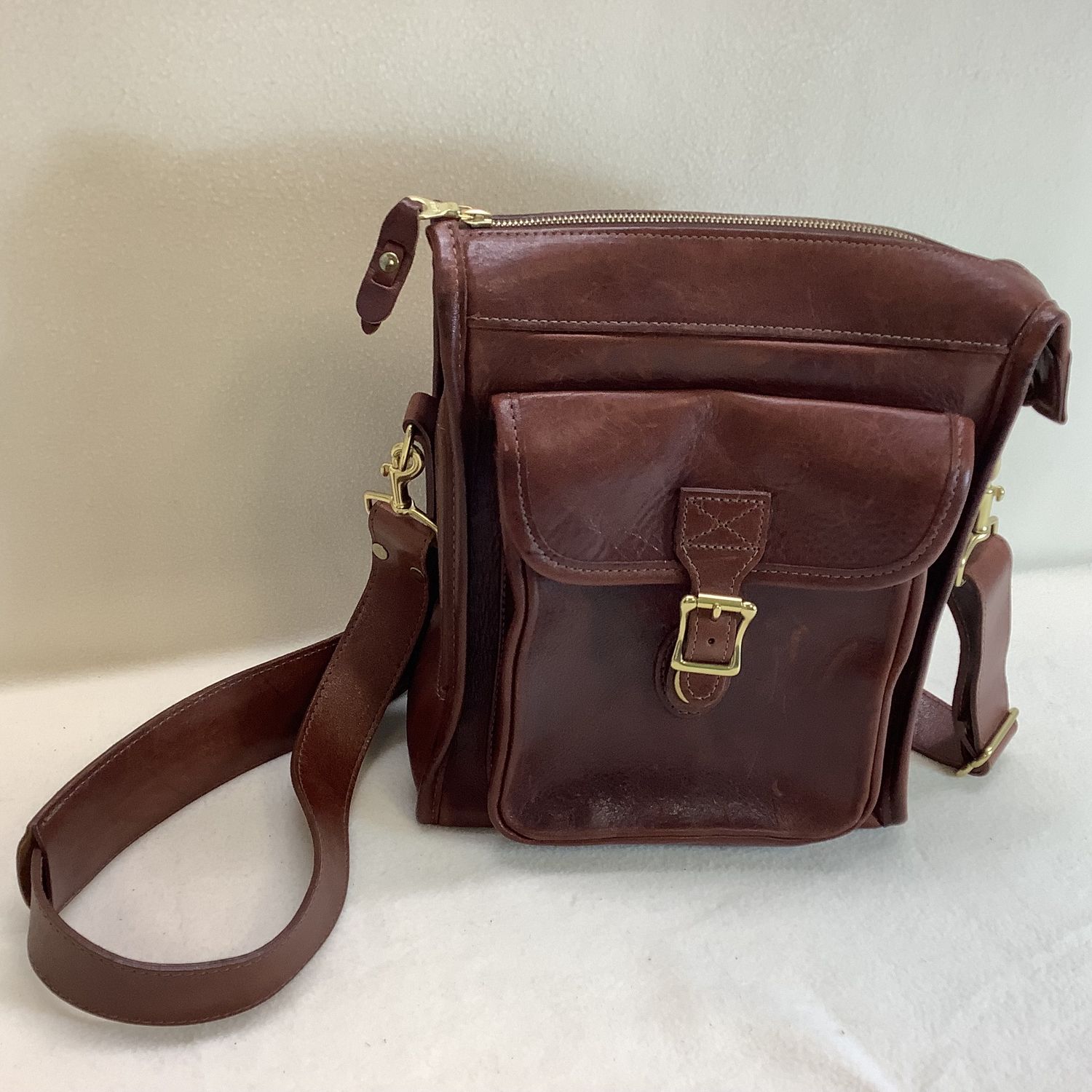 Vintage J.W. Hulme Heritage Leather Crossbody Correspondent Bag, Brown - RS5506