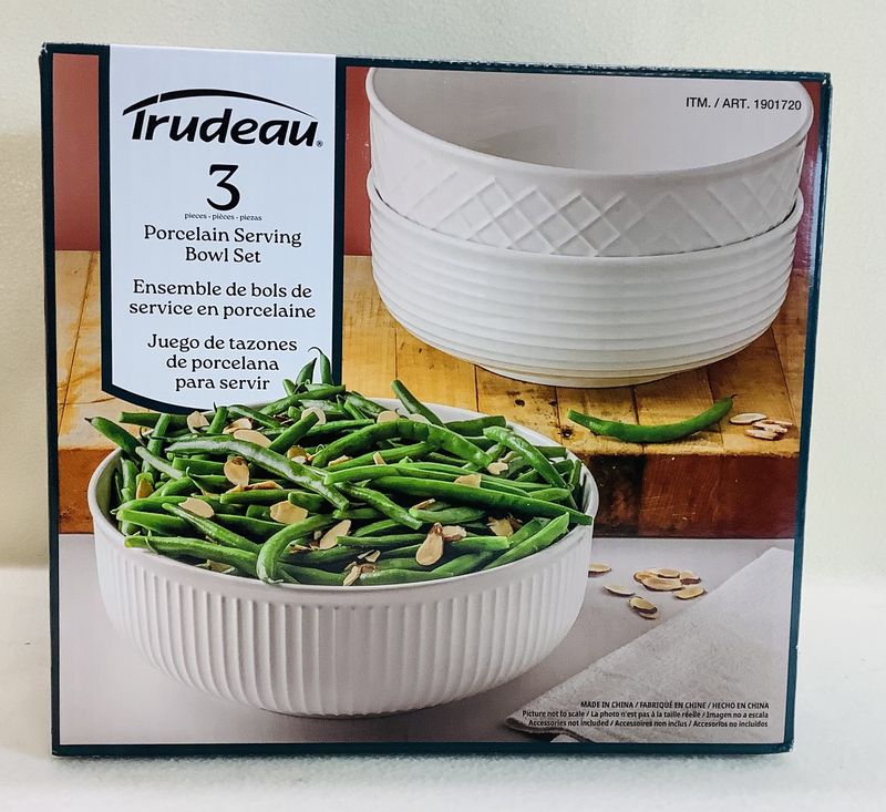 Trudeau 3-PC Porcelain Serving Bowl Set, White - RS5521