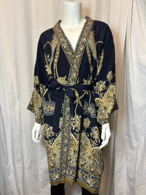 Etro Silk Robe, Navy &amp; Gold Paisley (Unisex OS) - CL2085