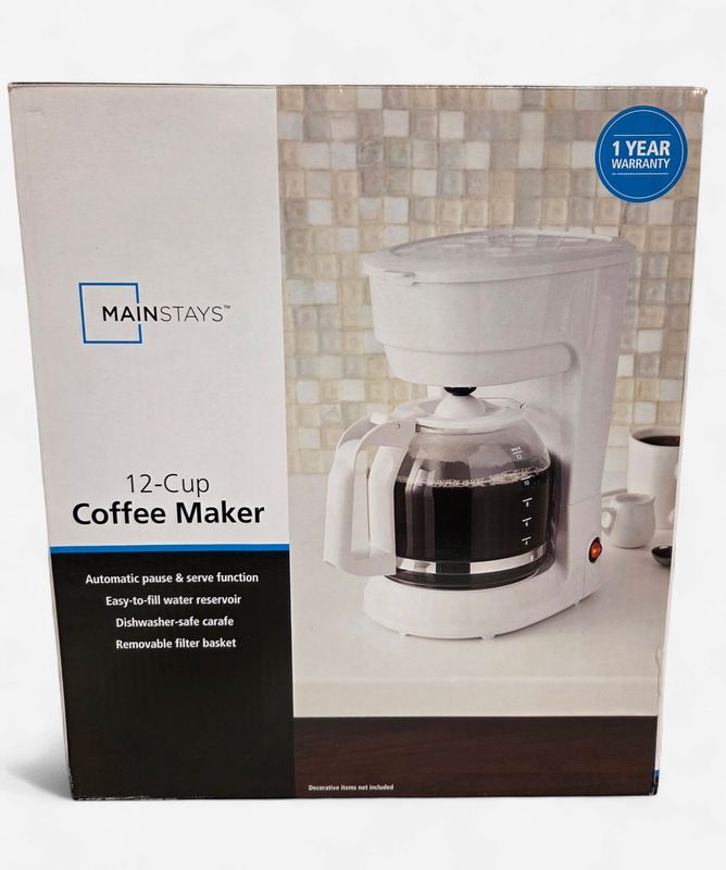 Mainstays 12-Cup Coffee Maker, White - RS5563