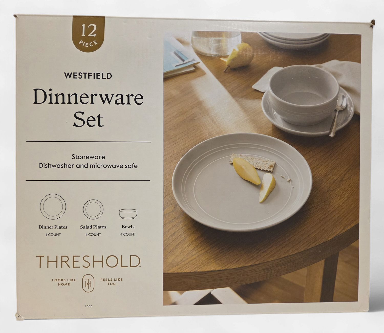 Threshold Westfield 12 PC Dinnerware Set, Light Gray - RS5578