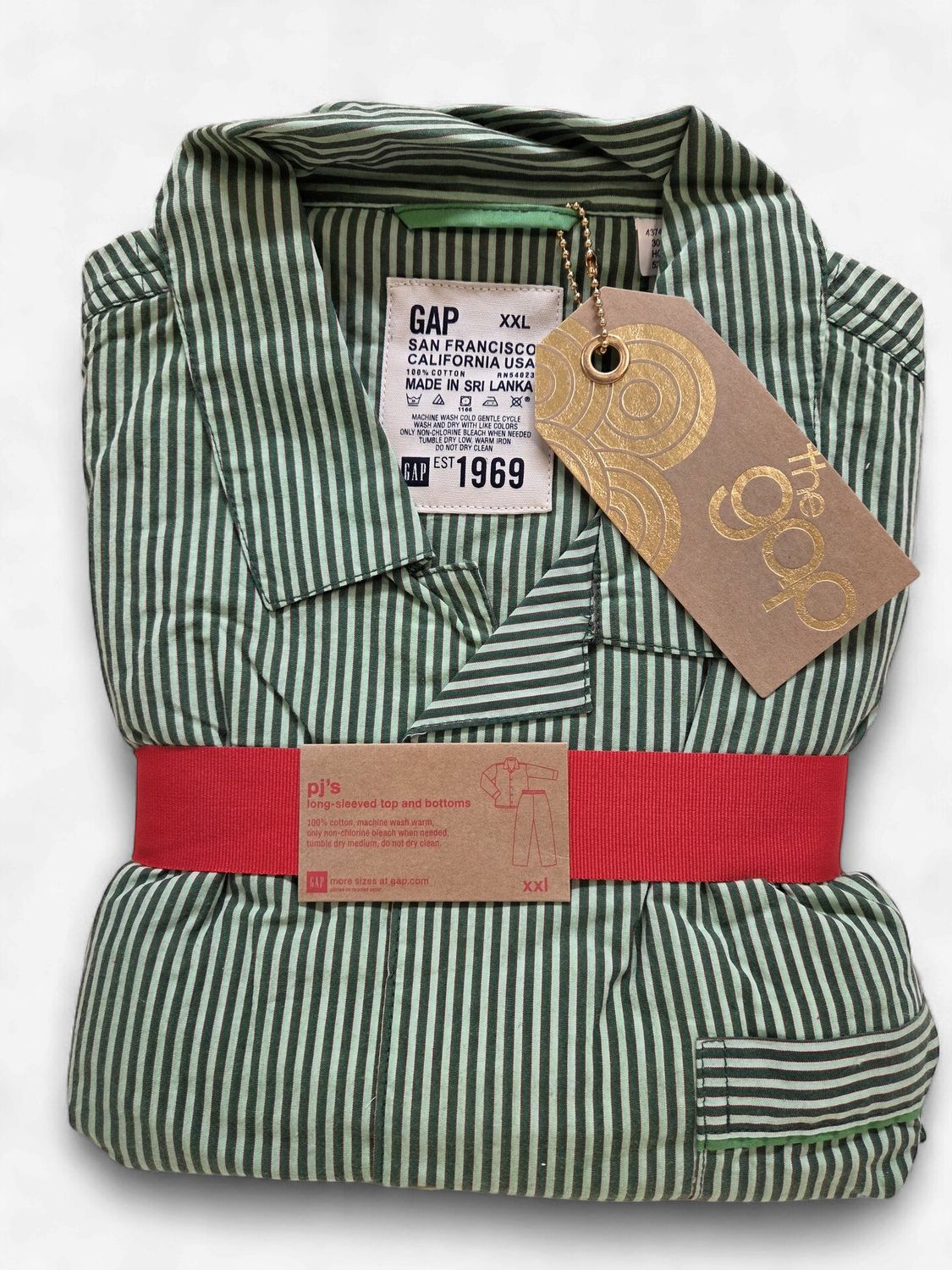 GAP Green Striped Pajamas (Men's Size XXL) - CL2095