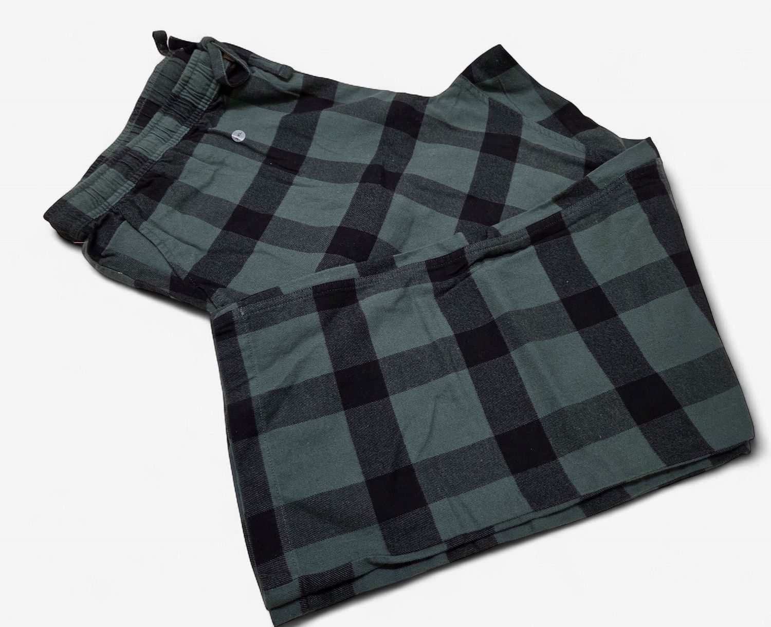 Eddie Bauer Plaid Flannel Pajama Pants, Green/Black (Men's Size XXL) - CL2097