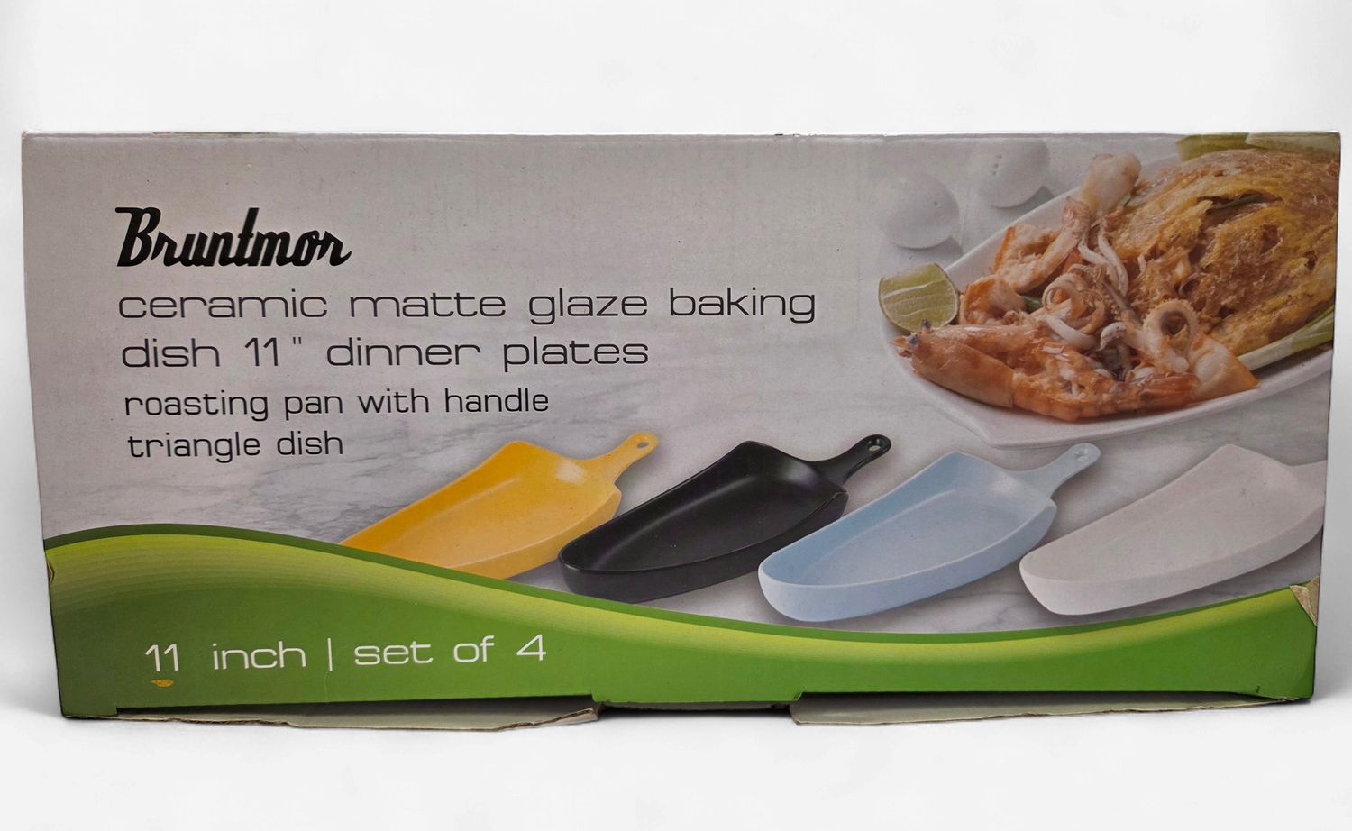 Bruntmor Ceramic Matte Glaze Baking Dish 11" Dinner Plates, White (Set of 4) - RS5617