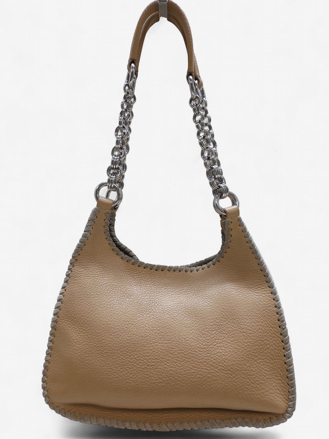 Vintage Prada Vitello Daino Whipstitch Chain Bag, Beige - RS5629