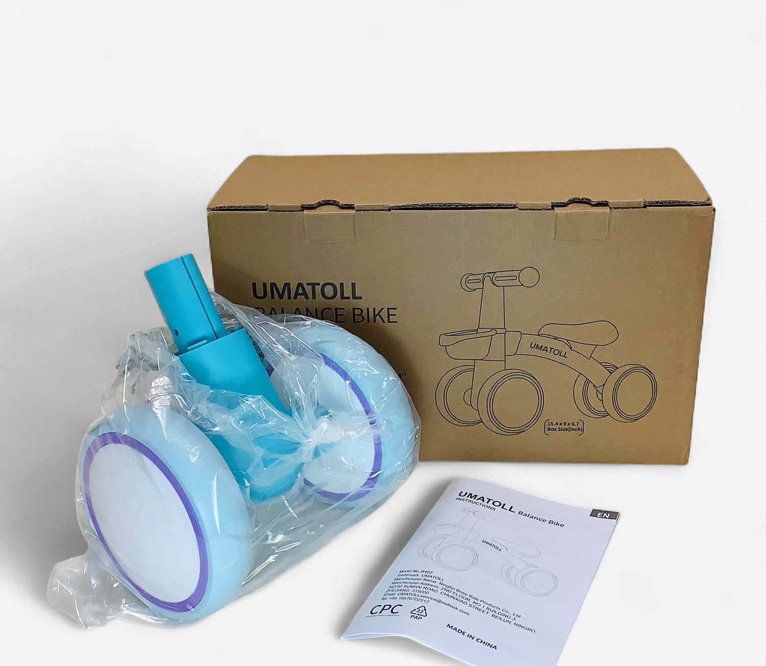 Umatoll Colorful Lighting Baby Balance Bike, Purple &amp; Blue (Ages 12-24M) - RS5641