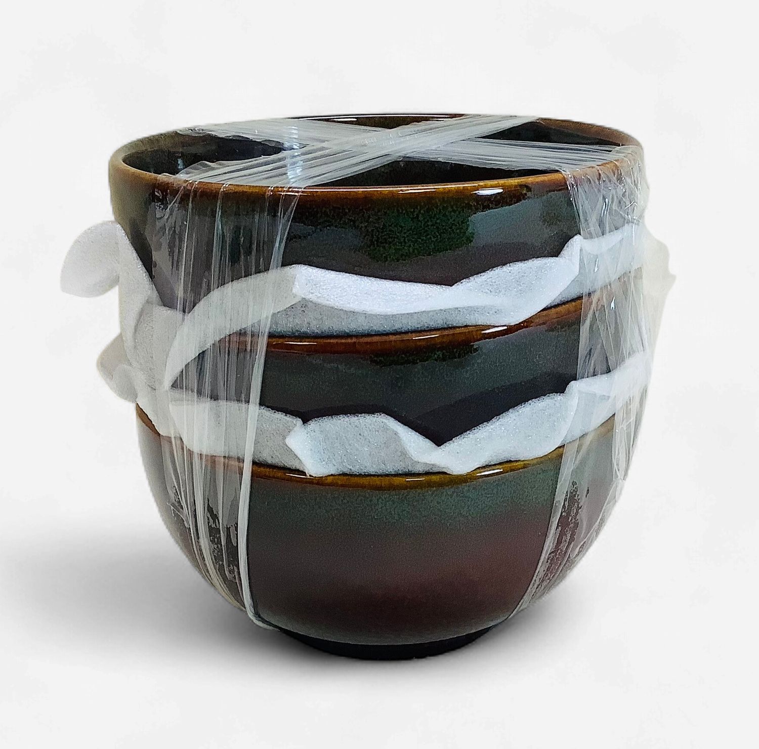 Pokini Stoneware Cereal/Soup Bowls, Brown/Green (Set of 6) - RS5673