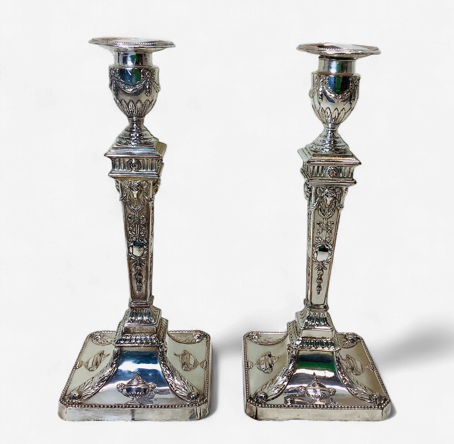 Antique Silverplate Candlestick Pair - RS5675