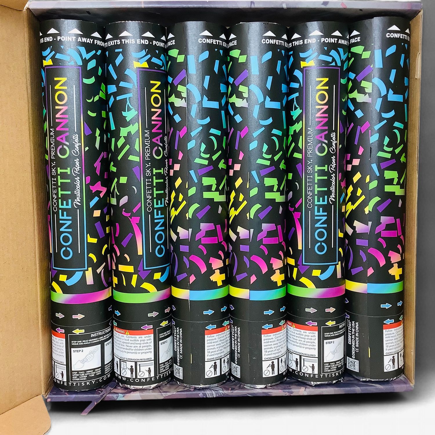 Confetti Sky 12" Confetti Cannons (6 Pack) - RS5691