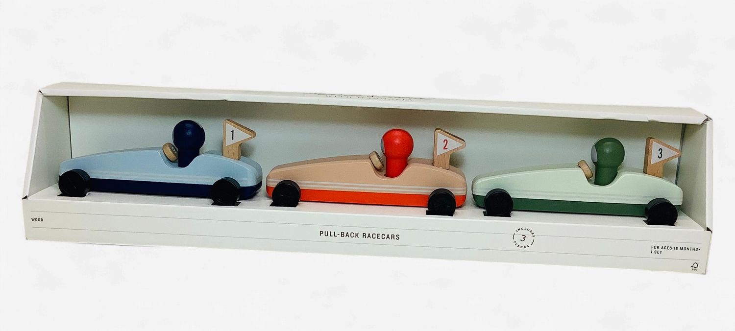 Hearth &amp; Hand 3-PC Wooden Pull-Back Racecars (Ages 18M+) - RS5688