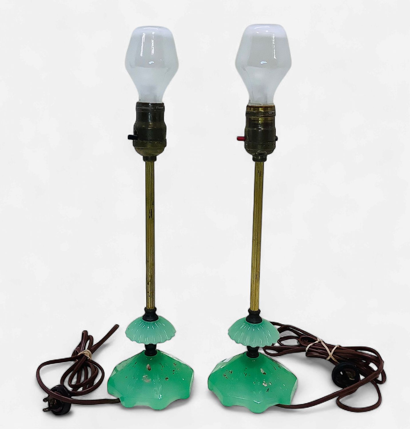 Vintage Jadite Candlestick Lamps (Pair) - RS5687