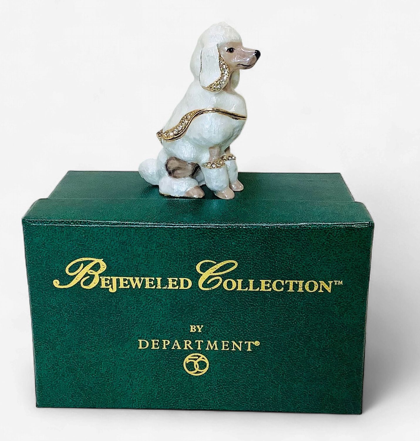 Bejeweled Collection by Department 56 Enameled White Poodle Hinged Trinket Box - RS5708