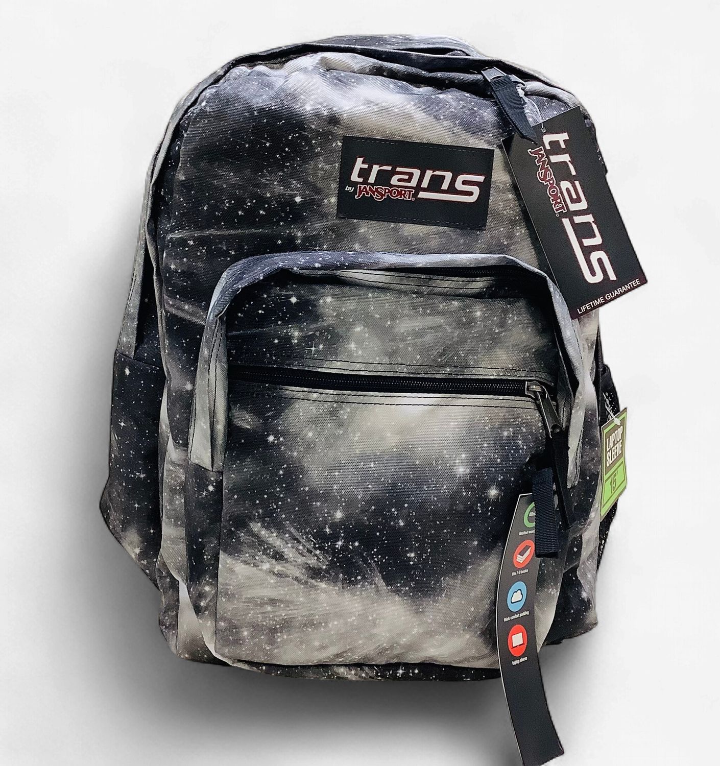 Trans by Jansport Supermax Backpack, Black Cosmos Galaxy Print- RS5743