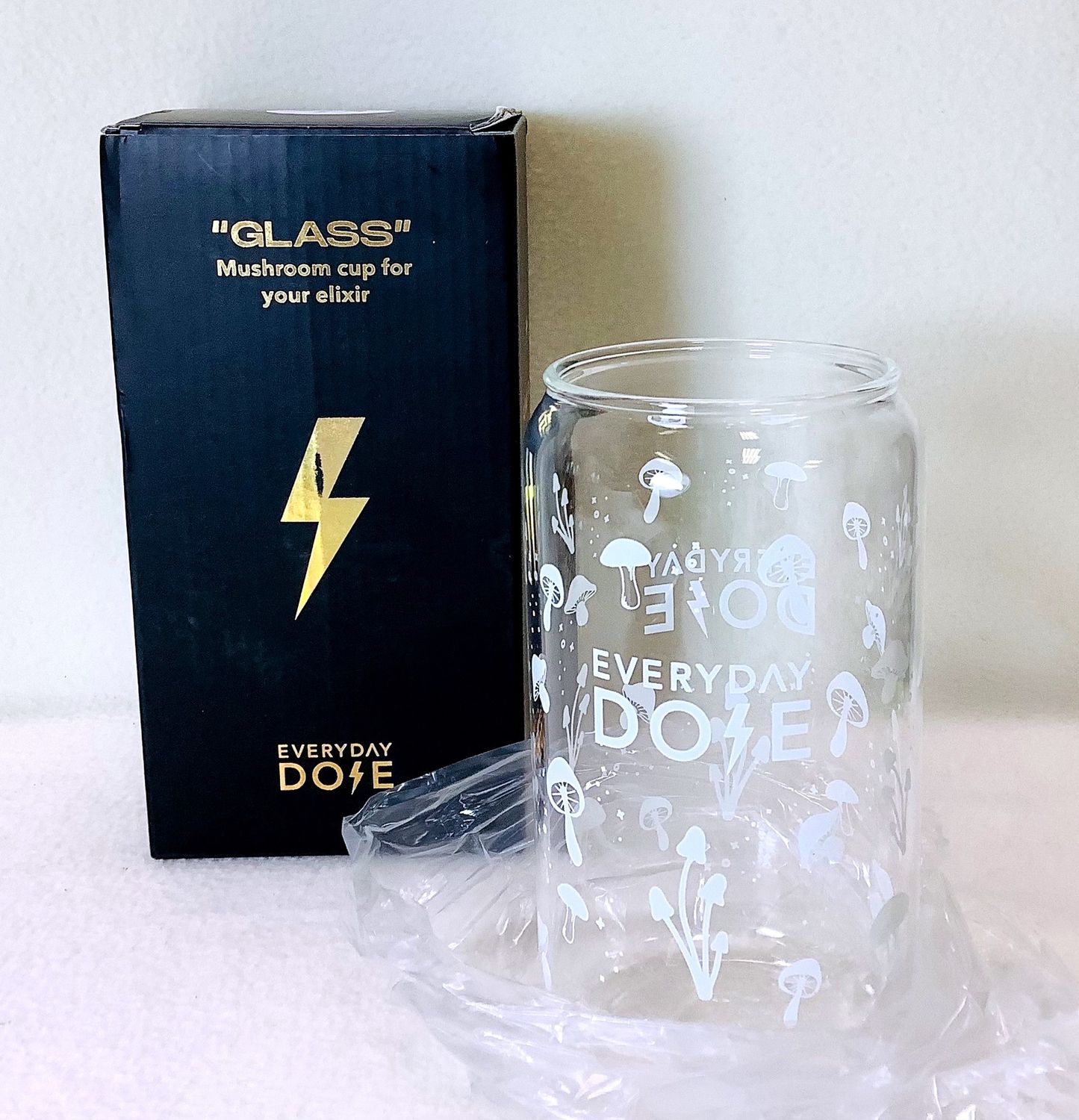 Everyday Dose 16 oz. Clear Glass Mushroom Cup - RS5780