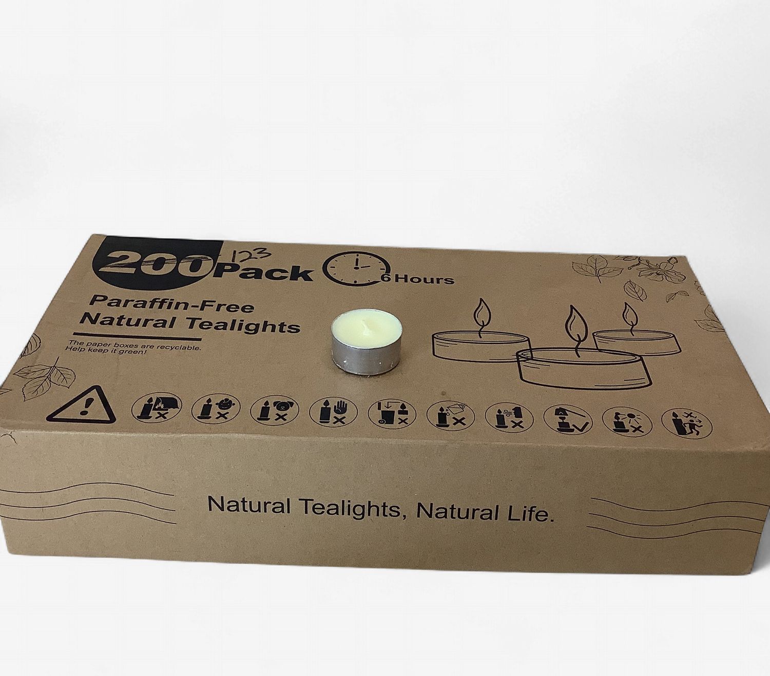 Parafin-Free Natural Tea Lights with 6 Hour Burn (Box of 123) - RS5799