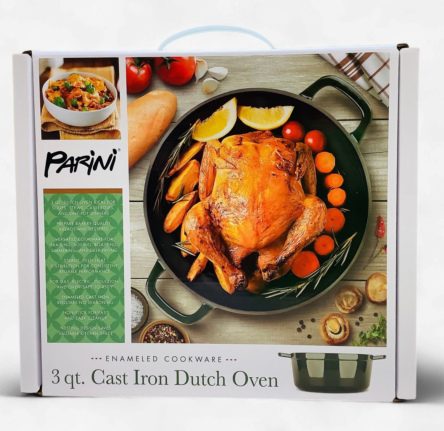 Parini 3-QT Enameled Cast Iron Dutch Oven, Deep Green - RS5815