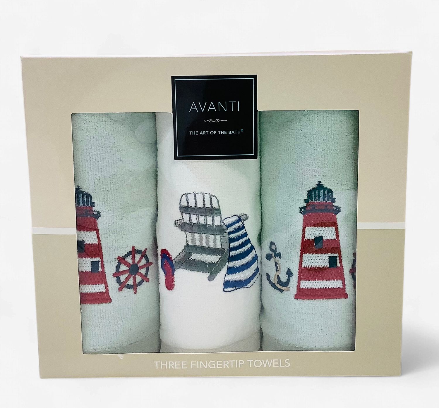 Avanti Linens Fingertip Towels with Embroidered Nautical Design (Set of 3) - RS5795