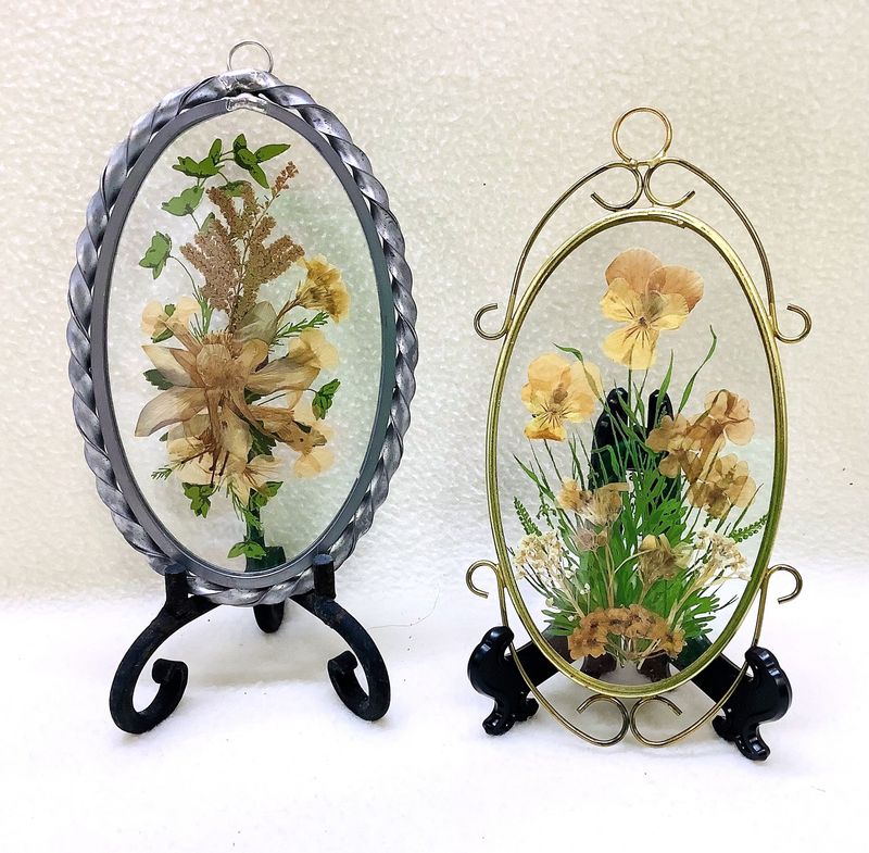 Vintage Lasting Impressions Dried/Pressed Flowers with Pewter &amp; Gold Frames - RS5796