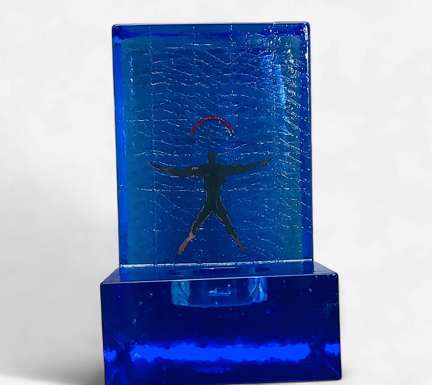 Kosta Boda by Bertil Vallien Blue Art Glass Glass Candle Holder Sculpture "Starlight Dancer" - RS5813