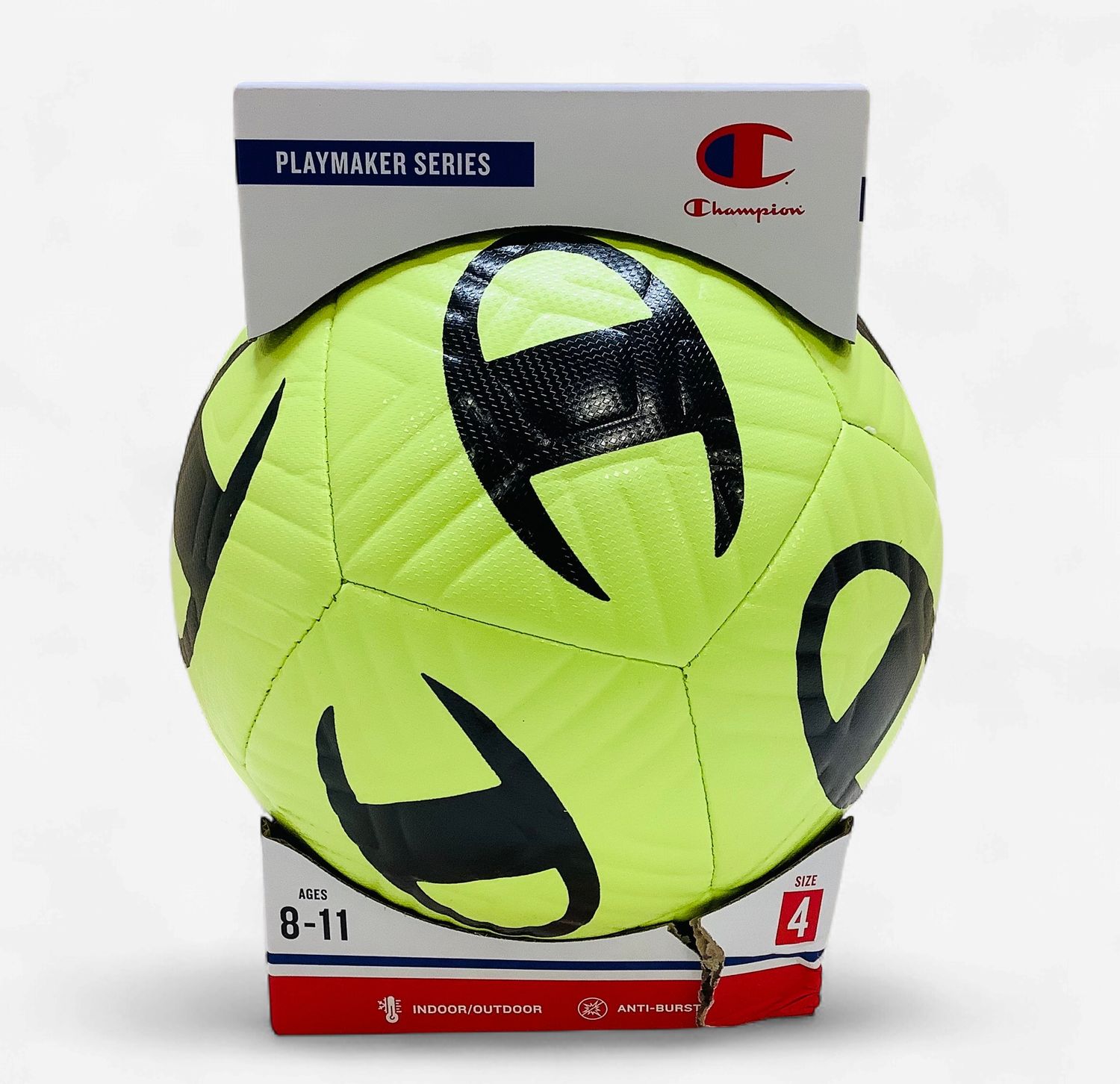 Champion Playmaker Series Soccer Ball, Bright Yellow w/Black Detailing, Size 4 (Ages 8-11) - RS5816