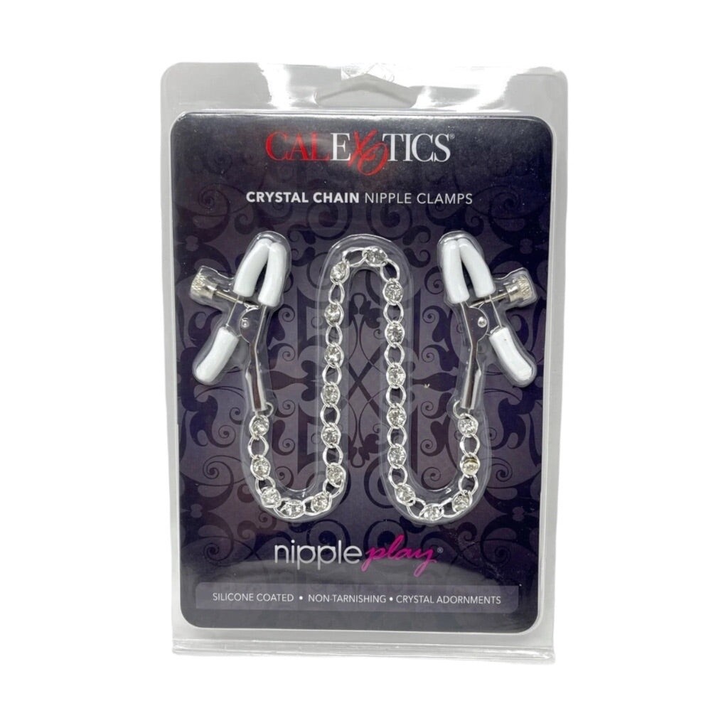 Nipple Play Crystal Chain Nipple Clamps, Color: White