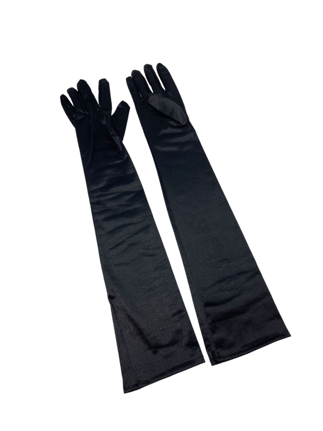 Satin Opera Gloves, Color: Black