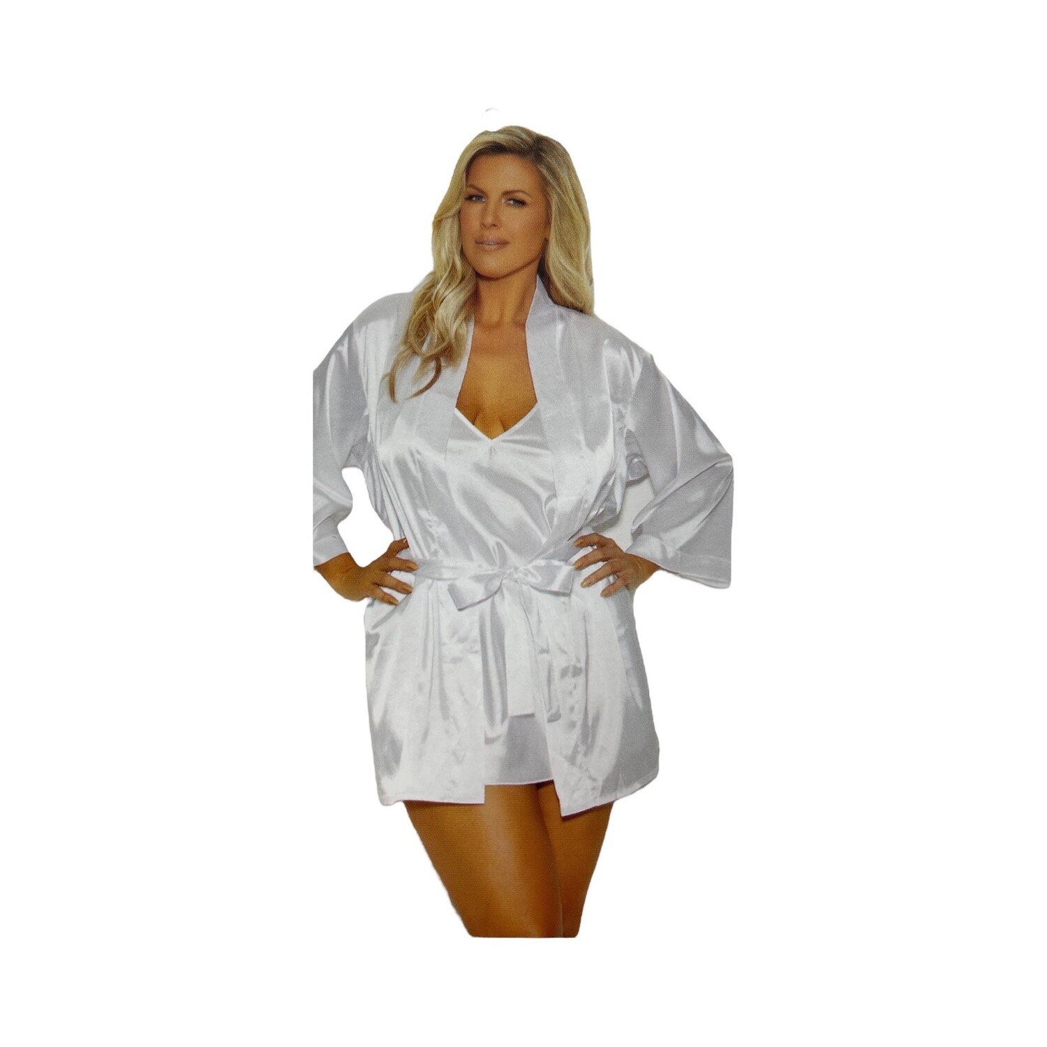 White Satin Robe, Size: S