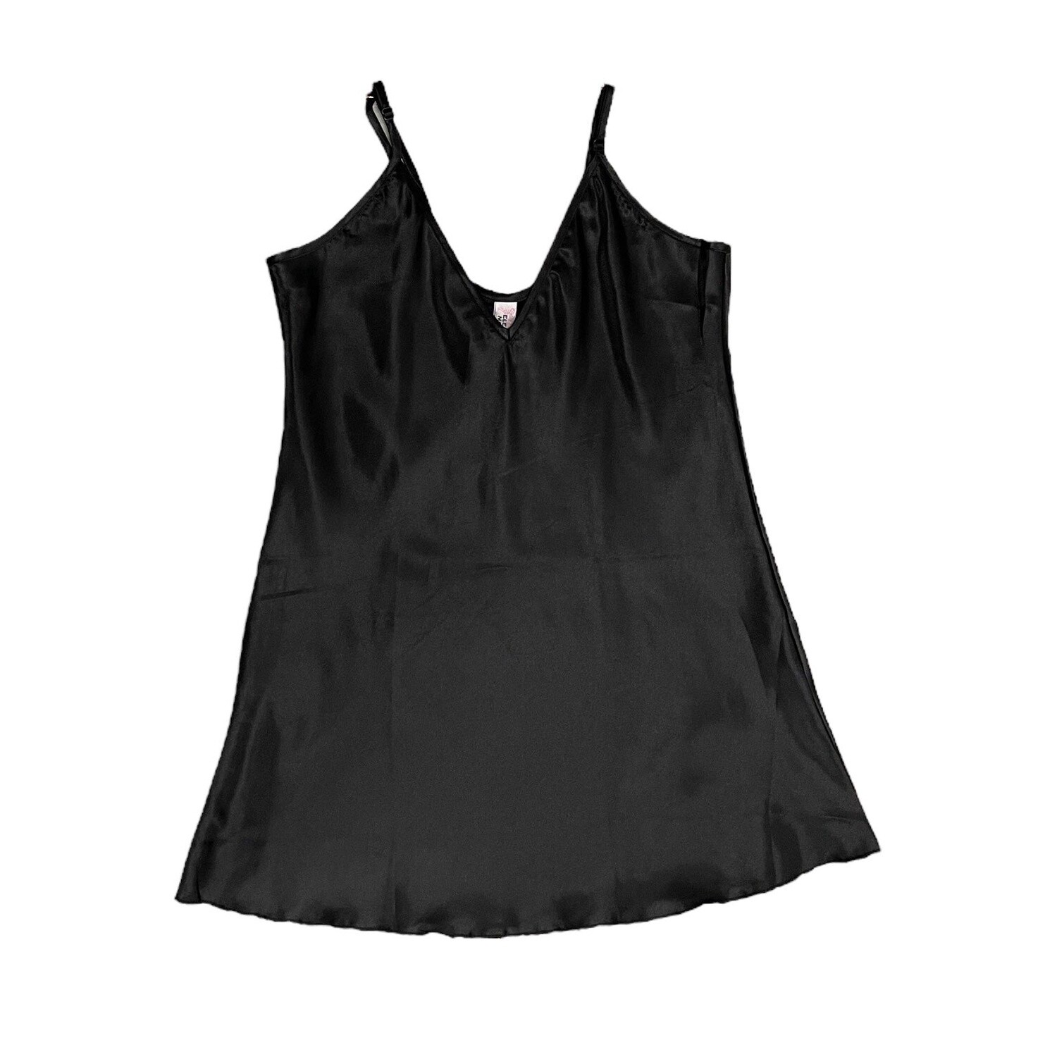 Charmeuse Deep V Babydoll - Black, Size: S