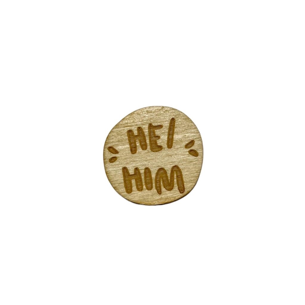 Pronoun Pins: He/Him, Color: Natural