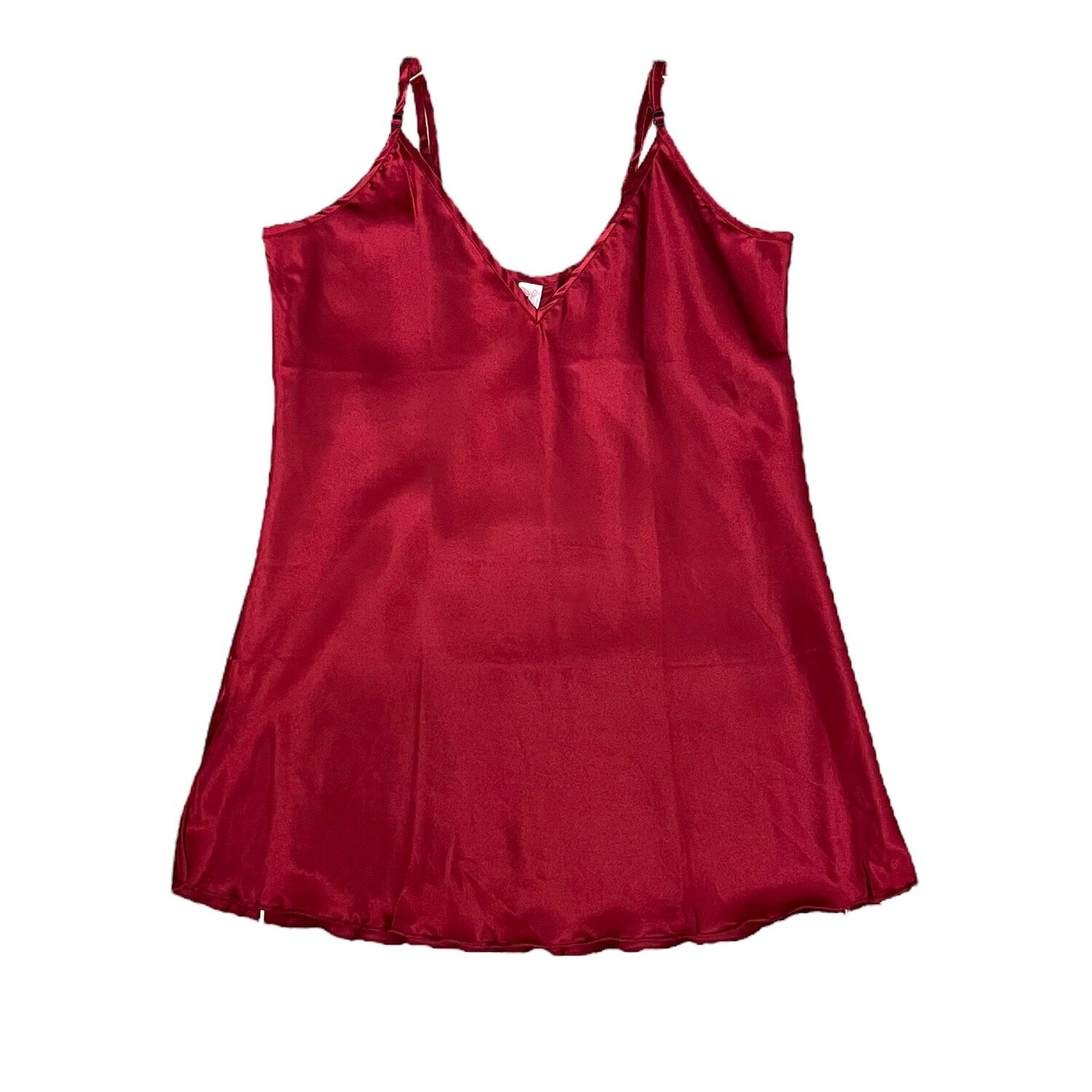 Charmeuse Deep V Babydoll - Burgundy, Size: S