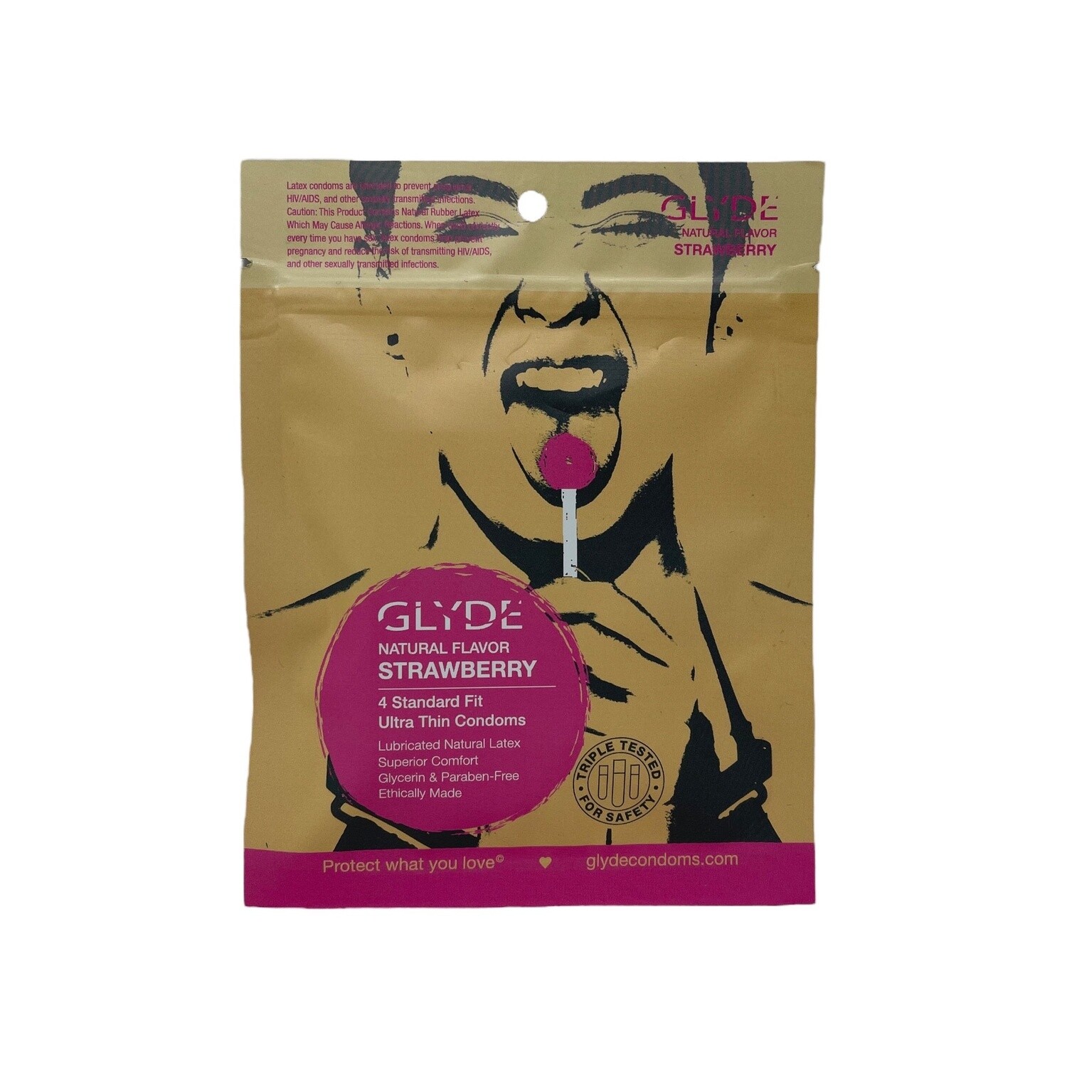 Glyde Organic Flavored Condoms - 4 Pack, Style: Strawberry
