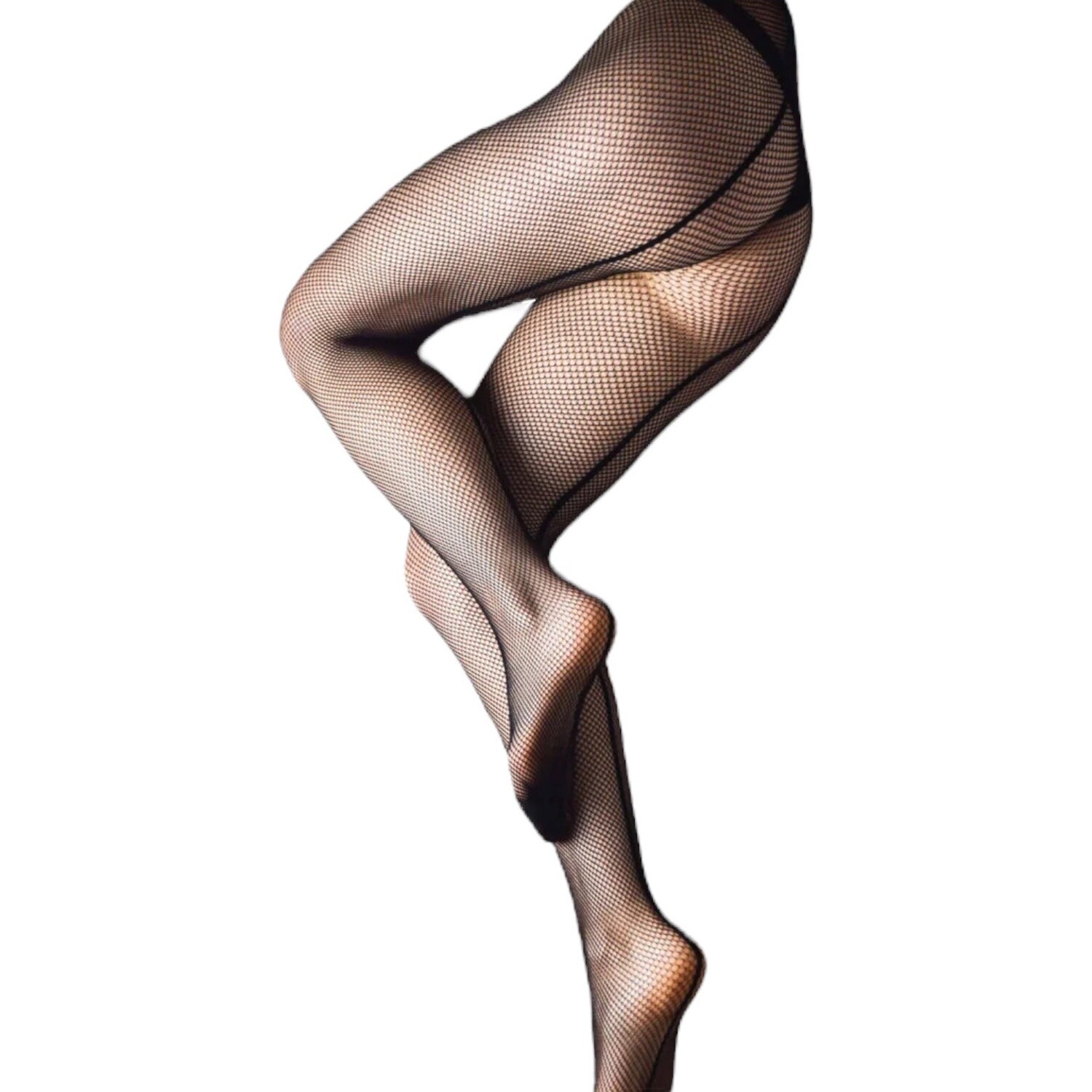 Black Fishnet Tights with Back Seam, Size: A