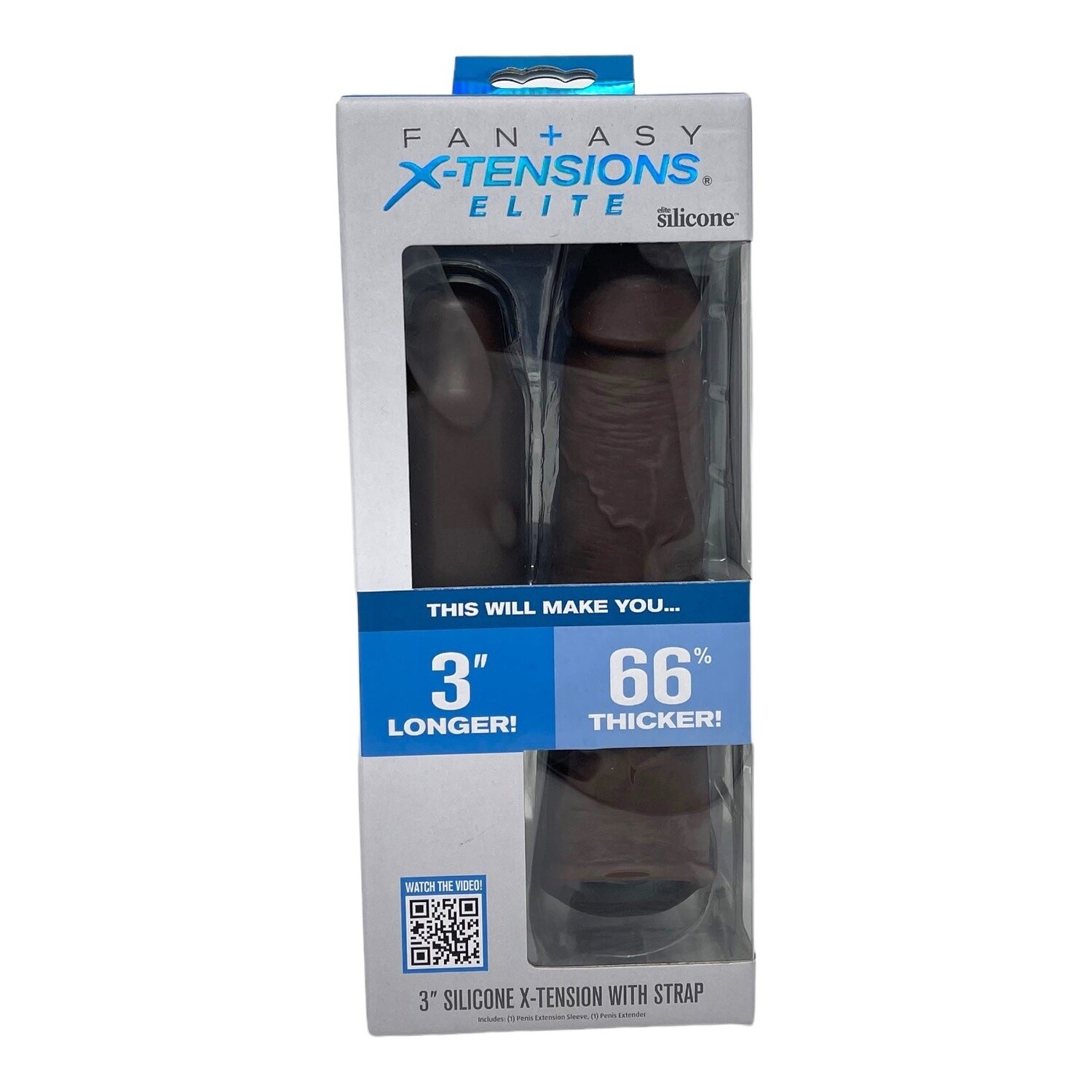 Fantasy X-Tension Elite Silicone Extension Sleeve with Strap 7 Inch - Brown