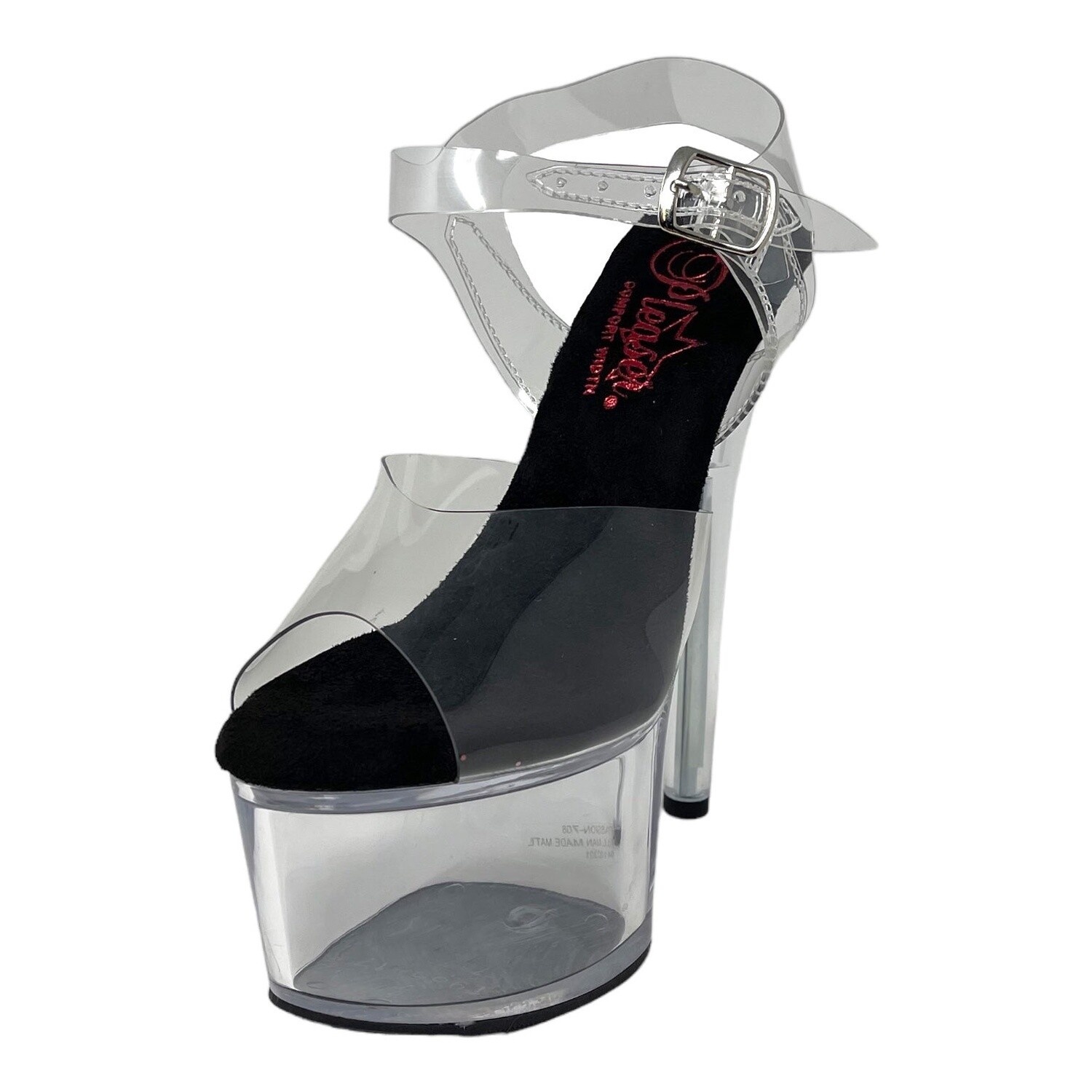 Clear Platform Heel With Sandal Ankle Strap, Size: 6