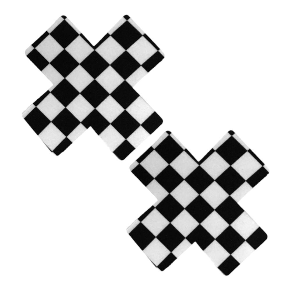 Black &amp; White Checkered X Pasties
