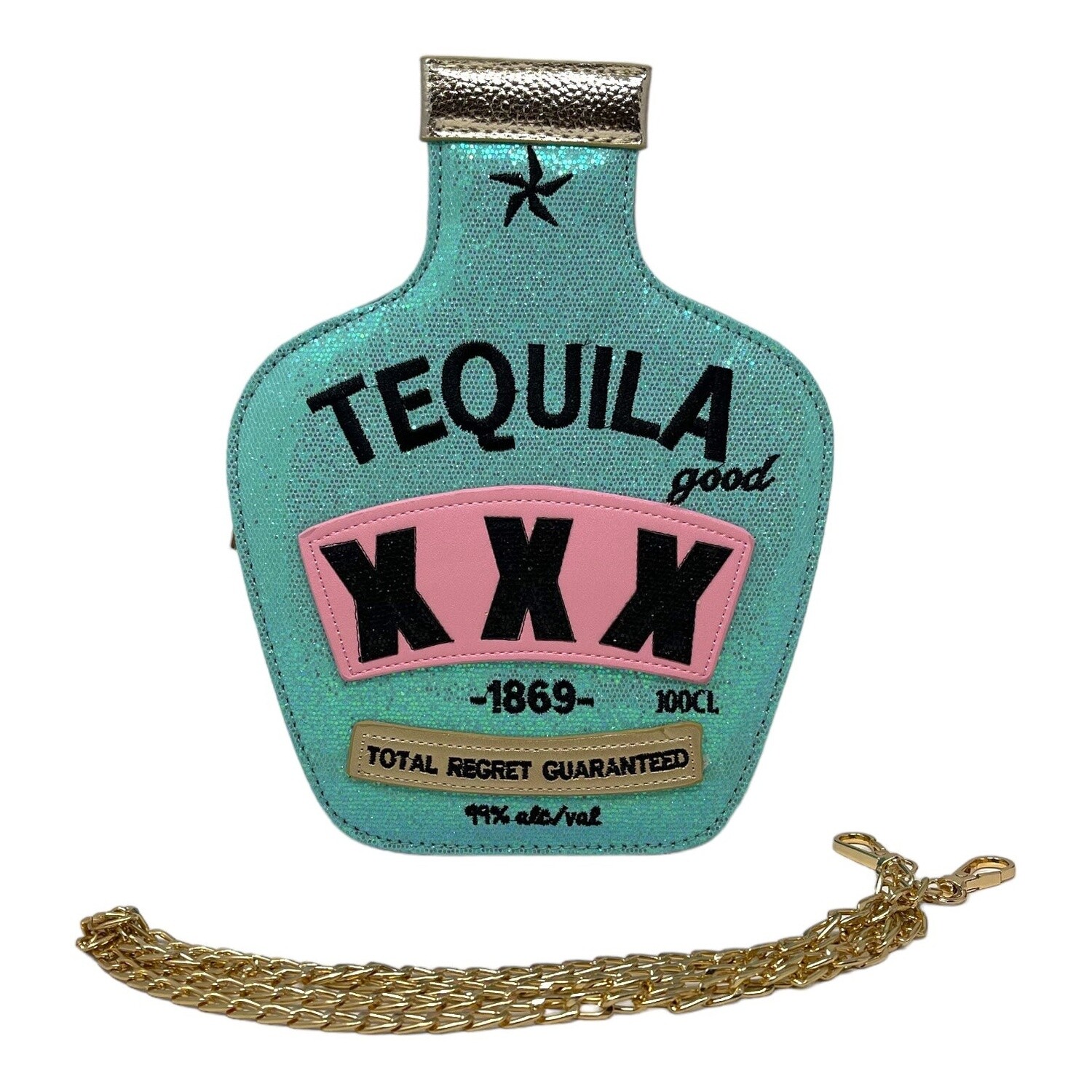 Tequila Bottle Crossbody Bag, Color: Blue