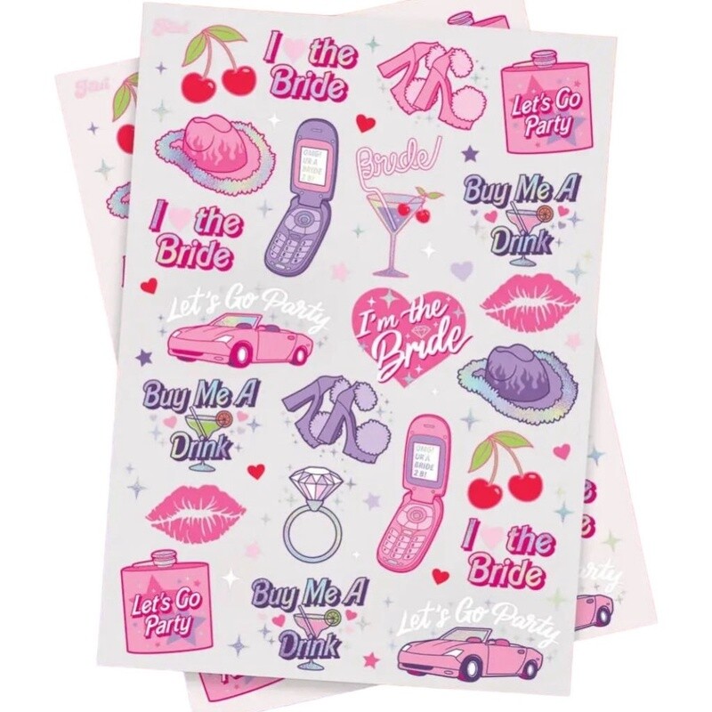 Y2K Bachelorette Temporary Tattoos