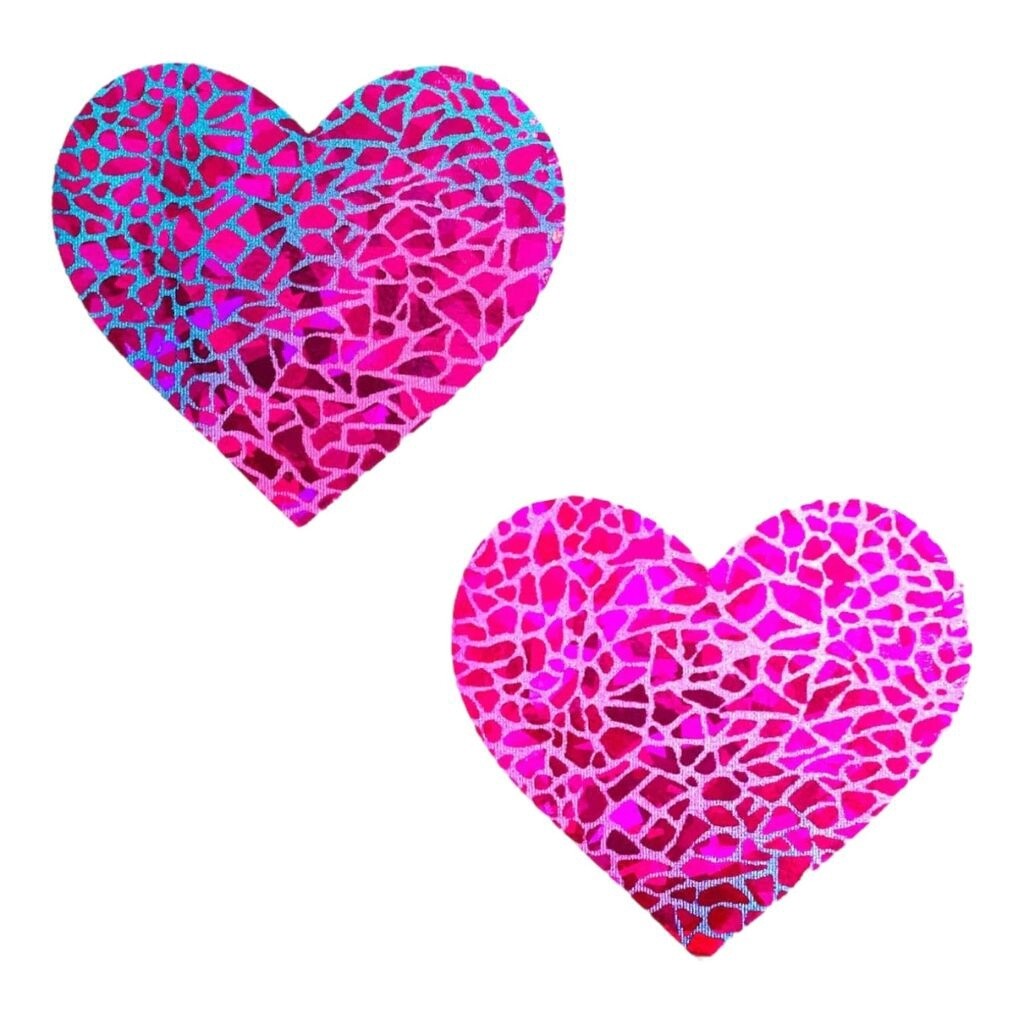 Crackle Pink Holographic Pasties
