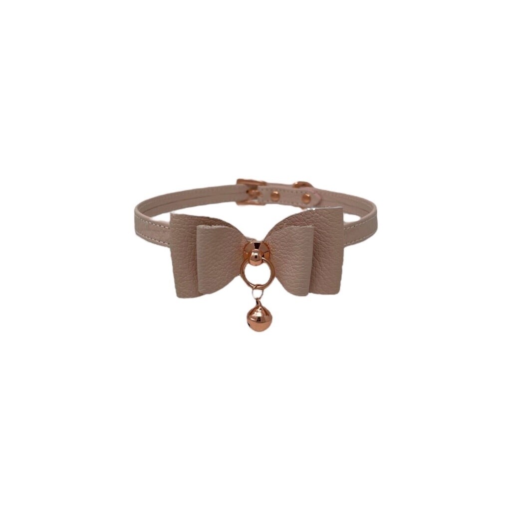 Leather Bow &amp; Rose Gold Collar