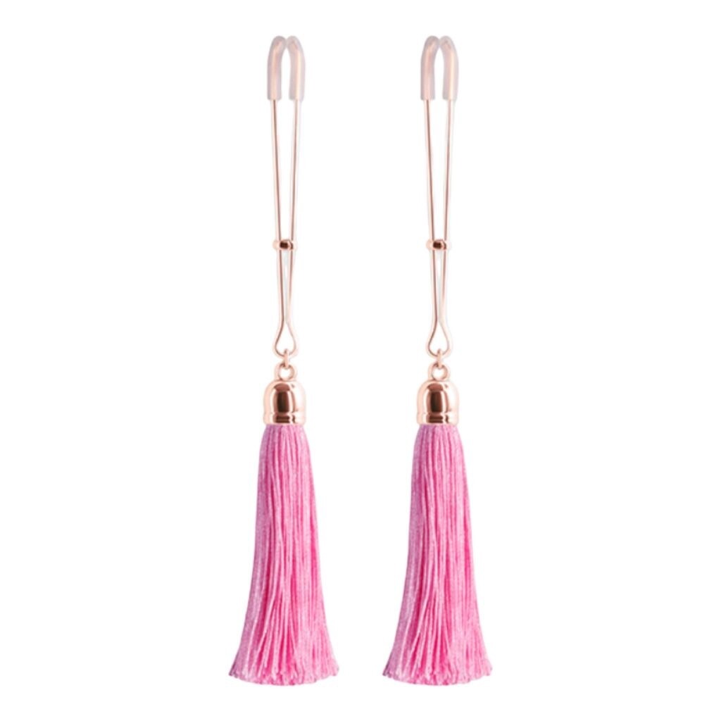 Bound T1 Teaser Nipple Clamps with Tassels, Color: Pink