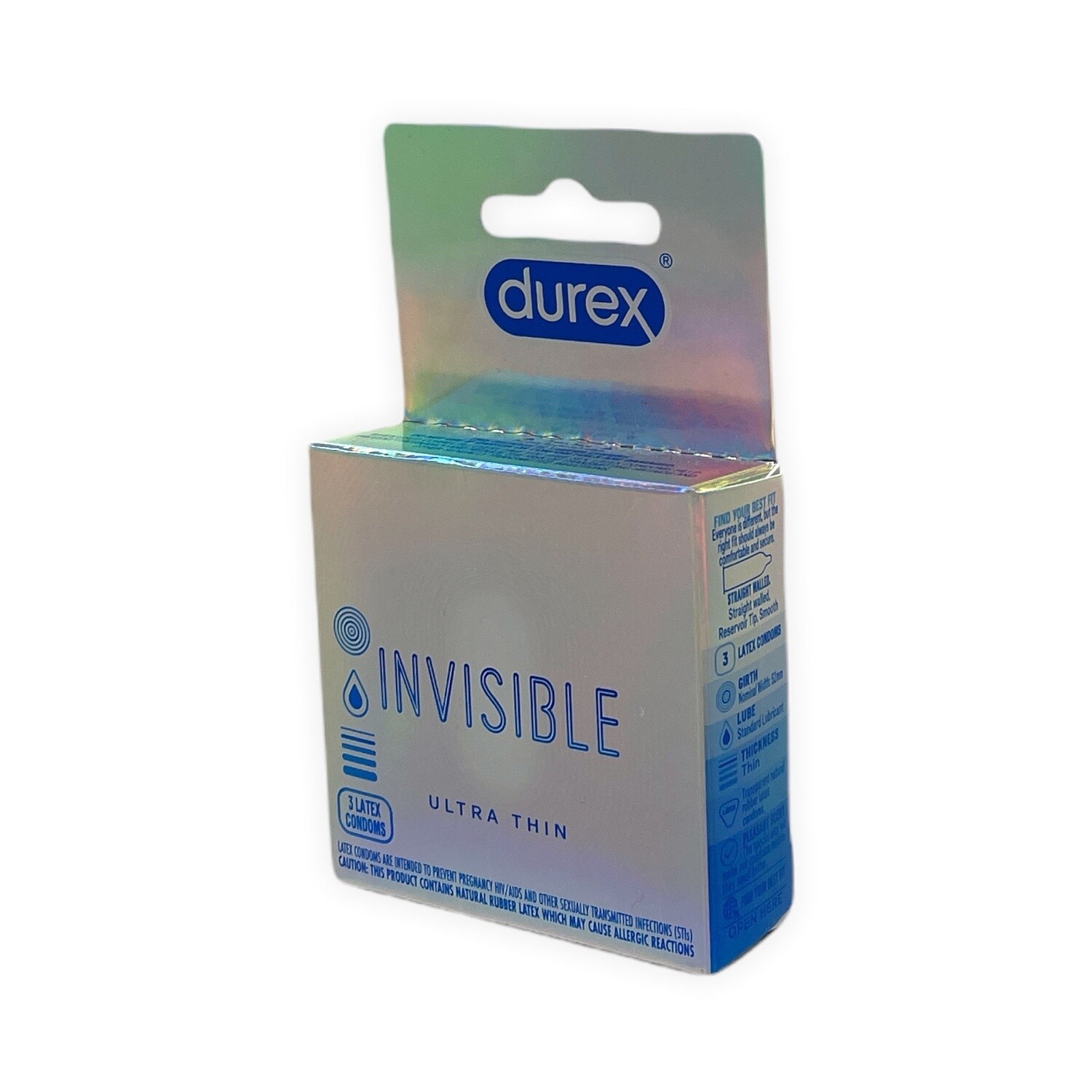 Durex Invisible Ultra Thin Lubricated Latex Condoms - 3 Pack