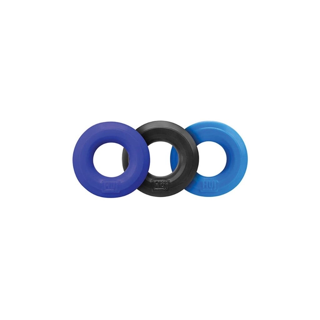 Hunkyjunk Huj C-Ring 3-Pack, Color: Blue/Black
