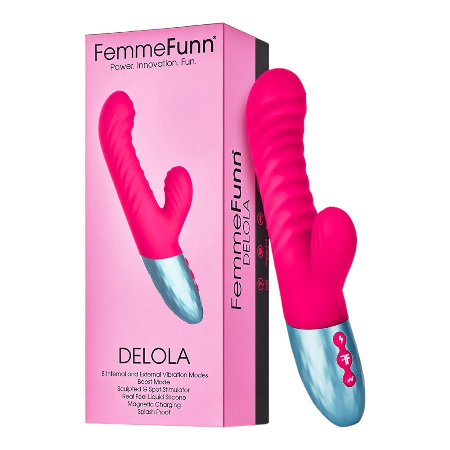 FemmeFunn Delola Silicone Rechargeable Vibrator, Color: Pink