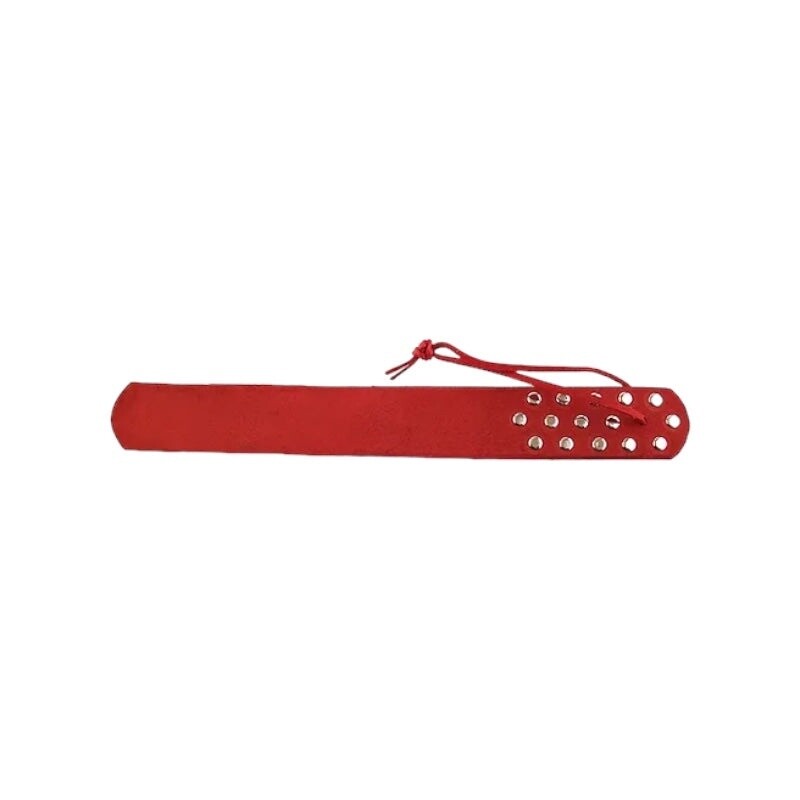 Three Strap Leather Paddle, Color: Red