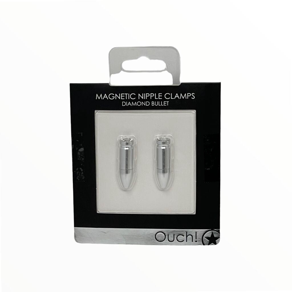 Ouch! Magnetic Diamond Bullet Nipple Clamps, Color: Silver