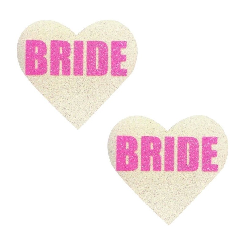Neon Pink &amp; White Glitter Bridal Pasties