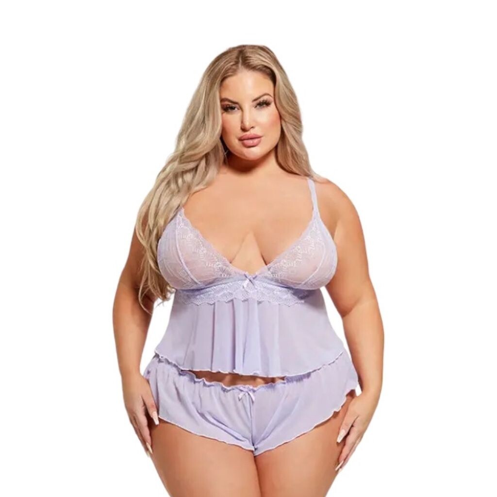 Lavender Cami &amp; Ruffle Short Set, Size: S