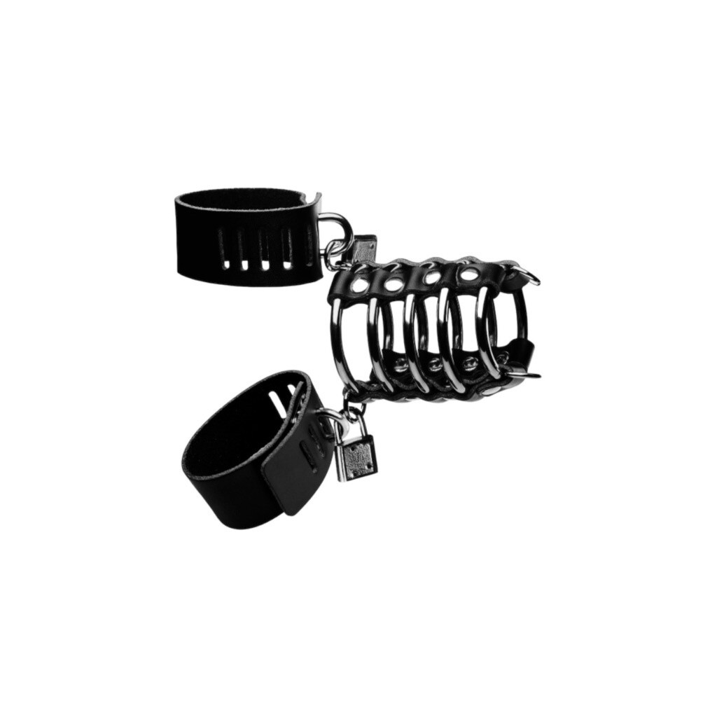 5 Ring Chastity Device With Cock &amp; Ball Strap
