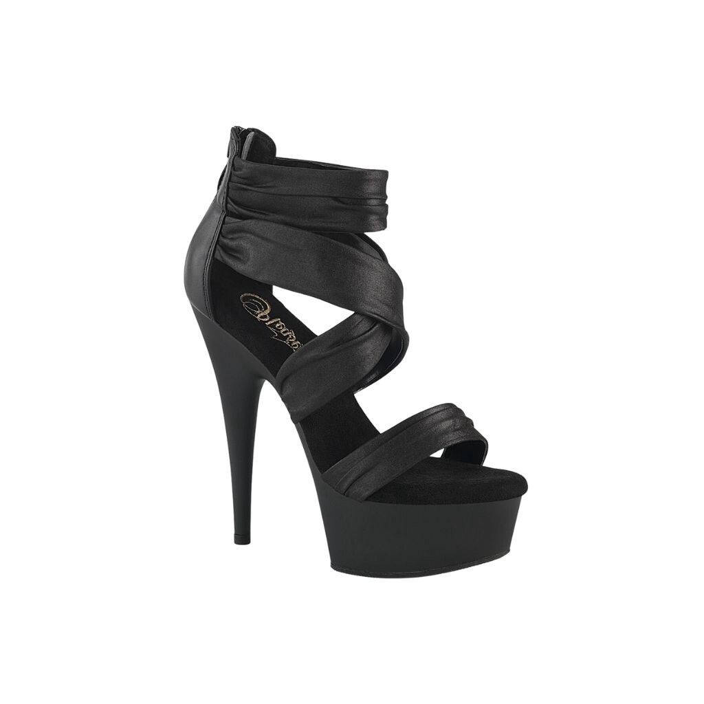 Ruched Ankle Strap Platform Heel, Size: 6
